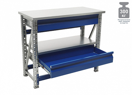 Верстак MASTER №105 с двумя ящиками MT100.MF1/MF1.201, размер: 875x1000x500 мм. 2