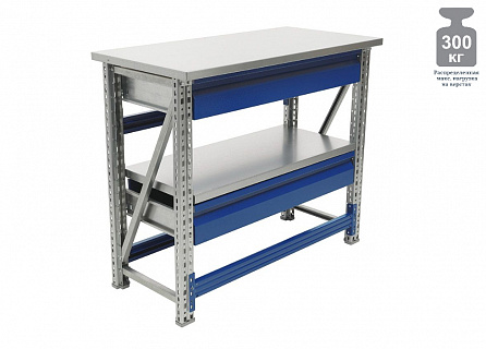 Верстак MASTER №105 с двумя ящиками MT100.MF1/MF1.201, размер: 875x1000x500 мм. 3